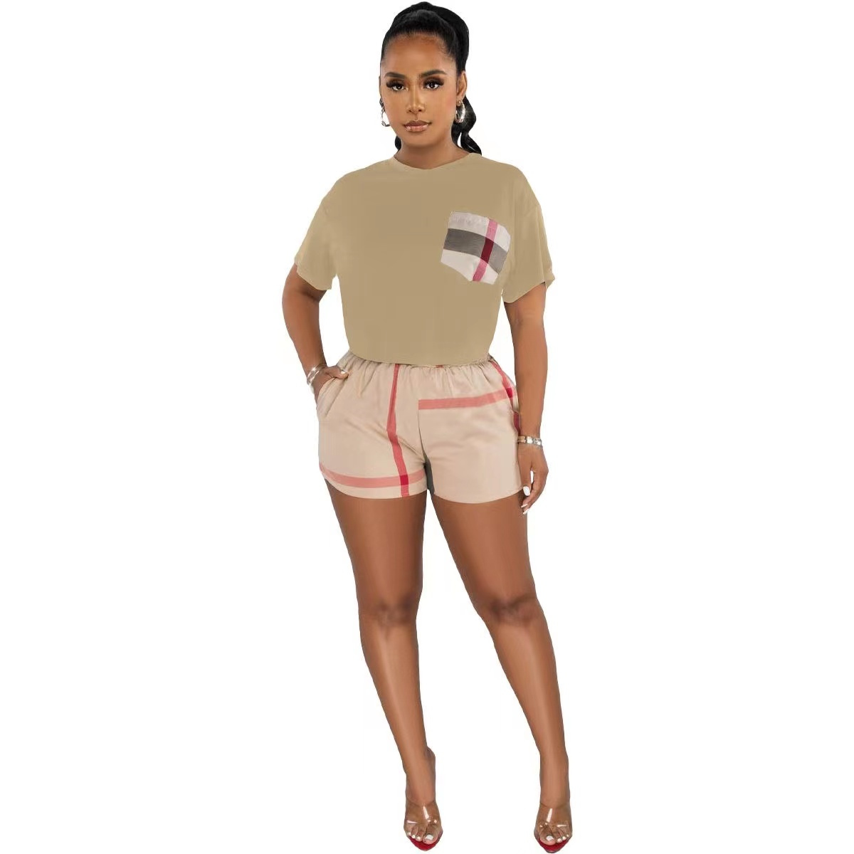 Moda Feminina Agasalhos T-shirts e Shorts Ternos Tops Calças Casual Conjunto de 2 Peças T-shirt de manga curta calças terno esportivo Roupa Yoja Casacos