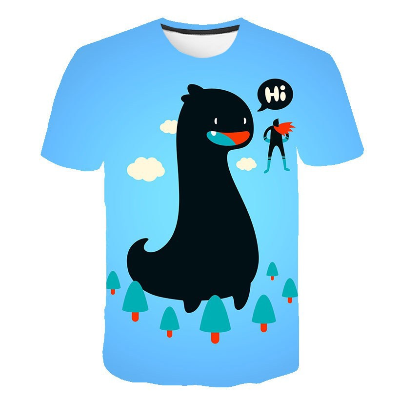 2023 Nya sommartryck för män 3D-utskrift Digital Söt Dinosaurie Kortärmad T-shirt Fritidskläder