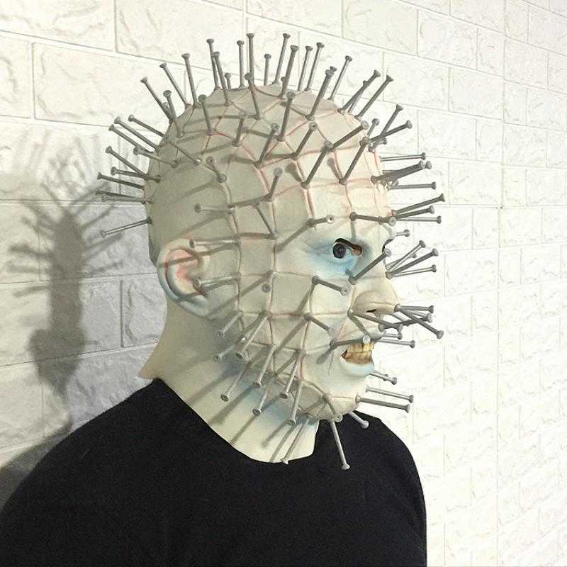 Hellraiser Pinhead Horror Mask Party Carnaval Mascaras Tête Nail Man Film Cosplay Masque Halloween Latex Effrayant Masques Spoof Props L230704