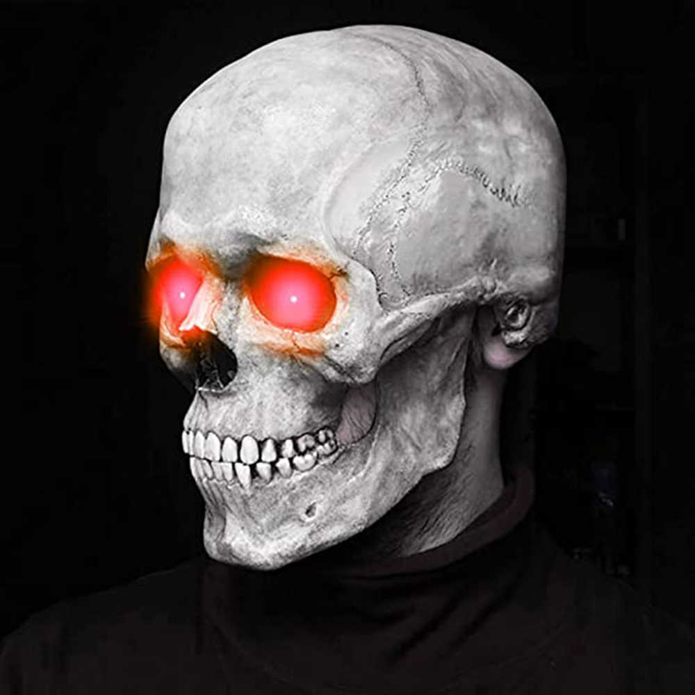 Maska Halloween Maska lateksowa Maska czaszki Horror Dekoracja Pełna głowa Maska czaszki Kask Ruchoma szczęka Masque Prezenty Kostium imprezowy Maska L230704