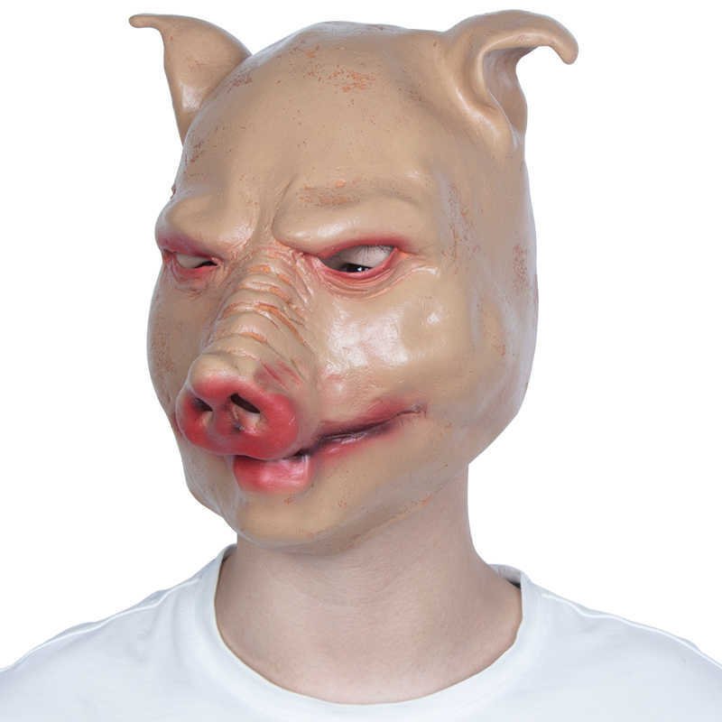 Cosplay Animal Pig Scary Latex Masks Horror Pig Head Masks Helmet Halloween Carnival Party Costume Props L230704