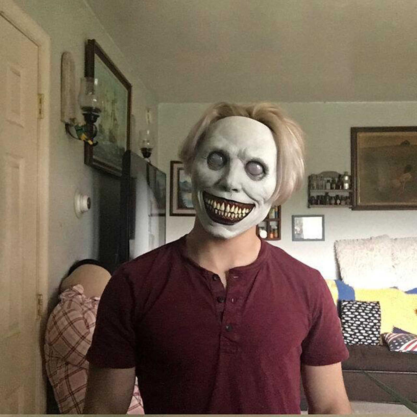 2021 Nieuwe Halloween Masker cos Exorcist horror glimlach groen gezicht wit oog demon masker halloween masker L230704