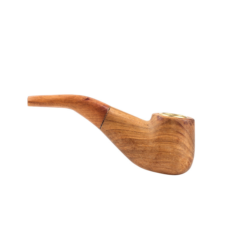 Smoking Pipes Solid wood pipe, wooden curved, old-fashioned dry tobacco bag pot, size, handmade tobacco pipe, handle, straight through, unfiltered