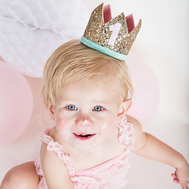 Fascia bambina la prima festa di compleanno Decor Cap Crown Fascia capelli bambini Fascia capelli Cappelli da principessa Accessori capelli