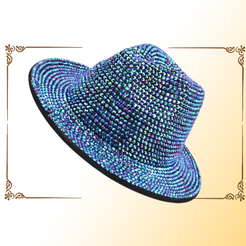 ワイドブリム帽子ラインストーンパフォーマンスユニセックスハットフェドラスジャズパーティークラブ女性のための男性と全体のトップ2413531266n