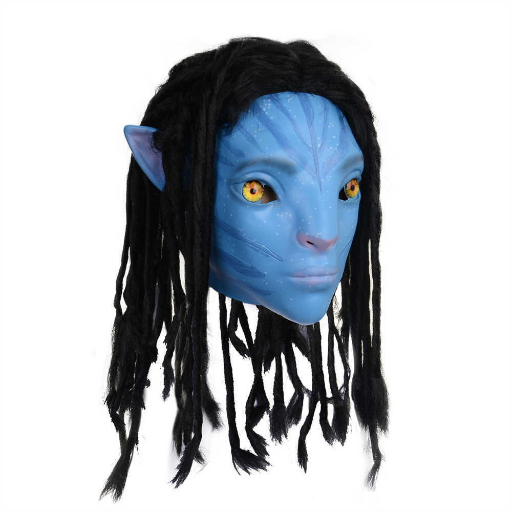 Movie Avatar 2 The Way of Water Cosplay Mask Na'vi Neytiri Jake Sully Latex Alien 의상 파티 할로윈 성인 마스크 L230704