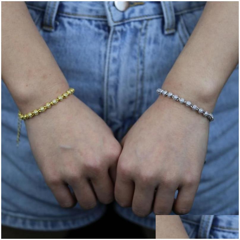 Chaînes Gold Sier 4 mm Ball Link Chain Colliers de cou avec 5A Bracelet de mode pavé 5A Zirconi
