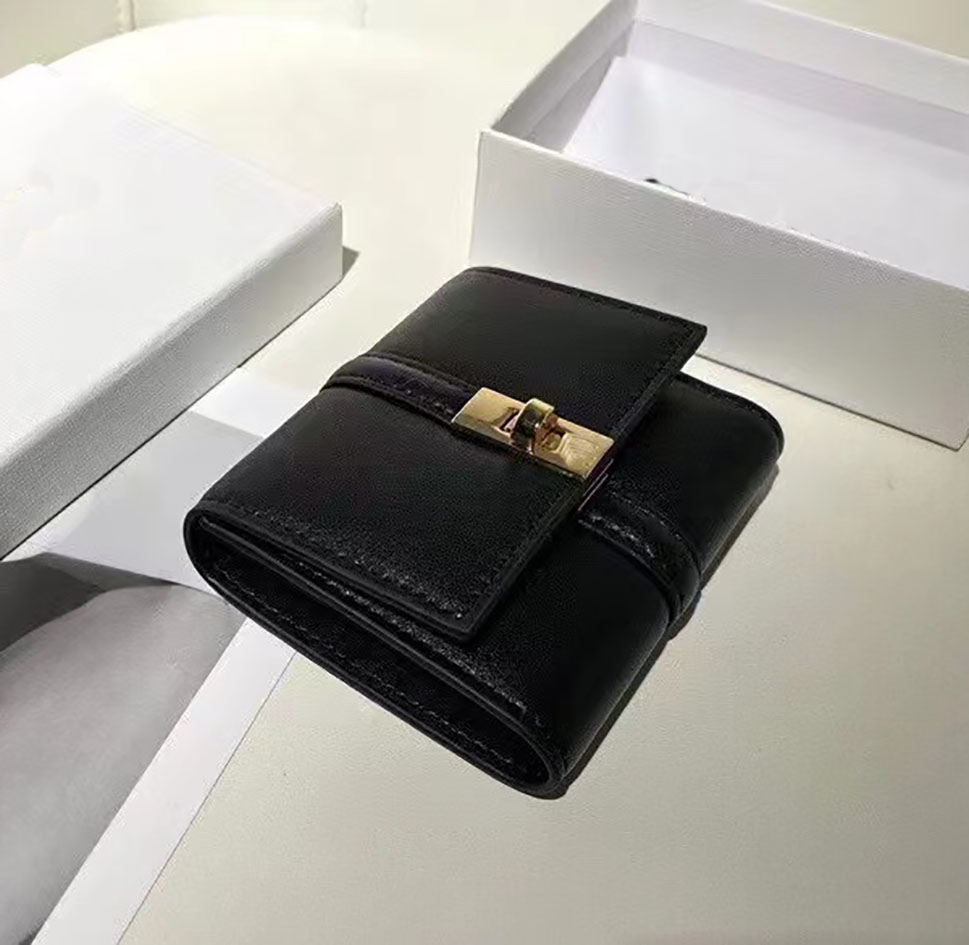 Designer lady wallet Genuine leather women men short Multiple Bifold purse classic card holder card bag key bags with box