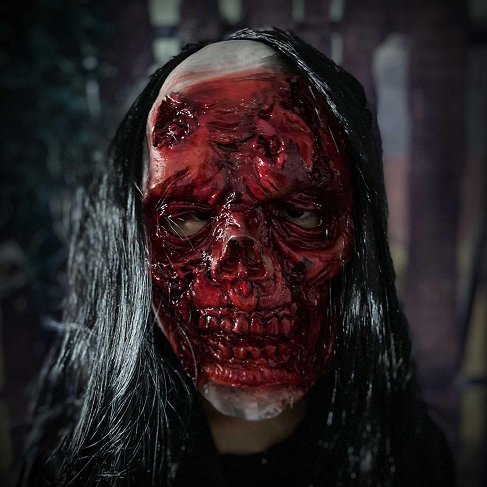 Cadılar Bayramı 3D Korku Gerçekliği Tam Baş Head Ghoul Mask Korkunç Maske Cosplay Parti Kafatası Lateks İskelet Dekorasyonu Zombi Maskara Disfraz L230704