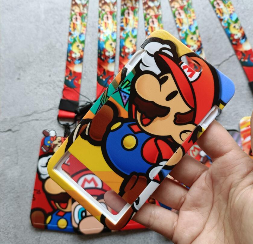 Lindos cordões com design de desenho animado de alta qualidade porta-crachá de identidade para estudante trabalho ônibus caixa de cartões plásticos cordão cordões personalizados