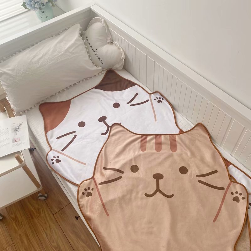 子供用茶色の猫の形をしたベルベットブランケット、1.5メートル、エアコン、睡眠、家の装飾、赤ちゃんの誕生日