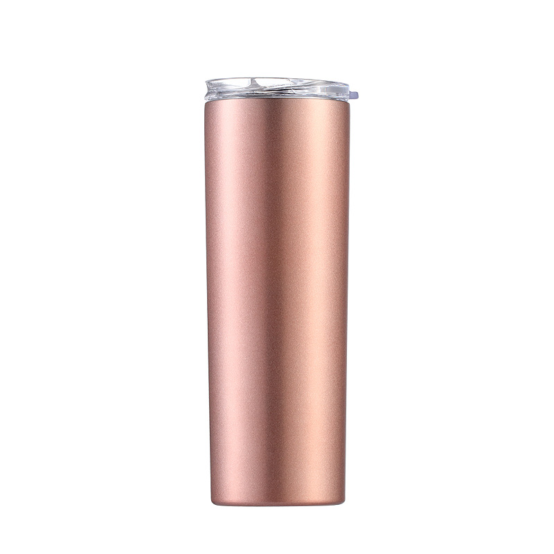 20oz Stretched double-layer stainless steel thermos cup gradient color straw Straight cup Skinny Tumbler