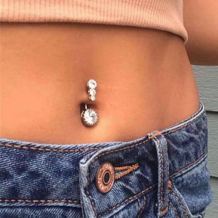 Zirkon Kristall Bauchnabel Ringe für Frauen Nombril Ombligo Nabel Ring Chirurgenstahl Barbell Herz Runde Körper Piercing Schmuck