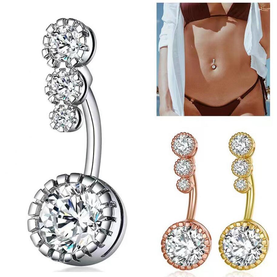 Crystal Belly Button Rings Navel Ring Zircon Drop Dangle Body Belly Piercing Jewelry for Women Beach Belly Navel Rings