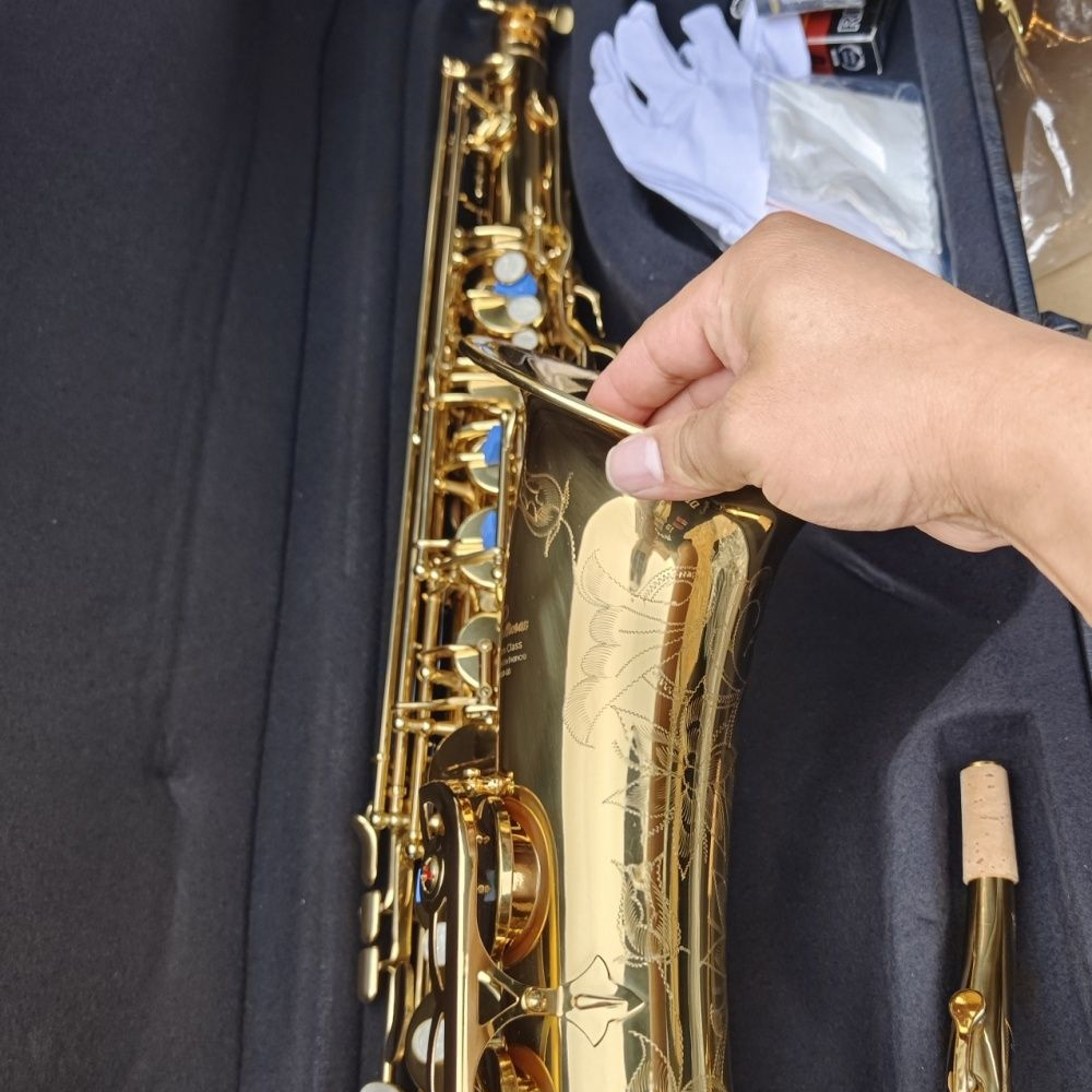 Saxophone ténor Q3 de haute qualité BB tune motif sculpté à la main instrument à vent renforcé à double nervure avec étui