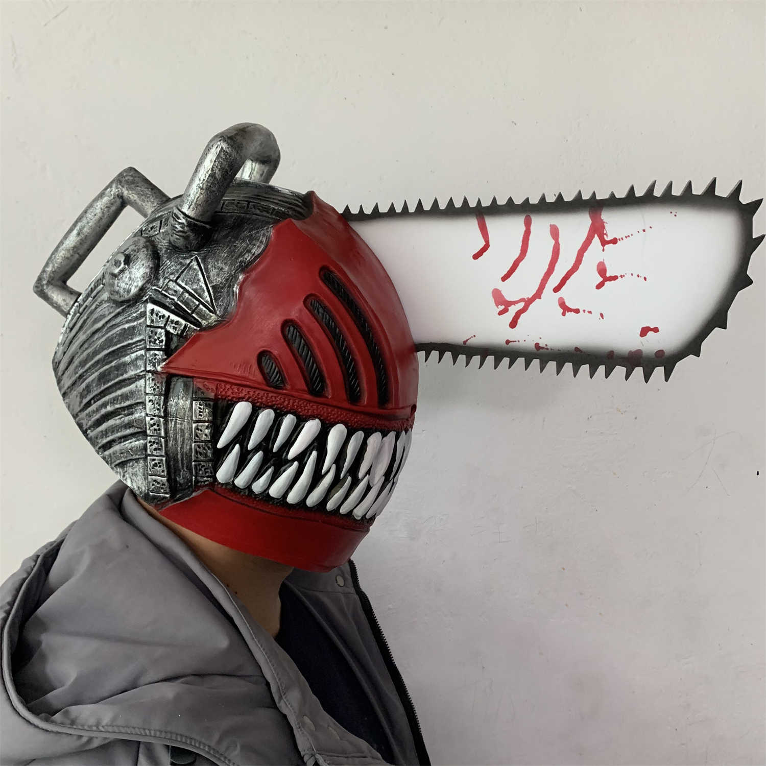 2023 Chainsaw Mask For Men Cosplay Anime Costumes Chainsaw man Role Saw Latex Helmet Halloween Props Accessories for Adult Gift L230704