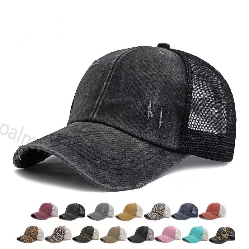 chapeaux croisés casquettes de créateurs Criss Cross Ponytail Hats diverses couleurs Washed Mesh Back Leopard Sunflower Plaid Camo Hollow Messy Bun Baseball Cap Trucker Hat articles