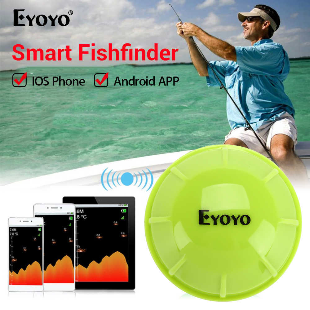 Fish Finder Eyoyo E1 Kablosuz Bluetooth Akıllı Balık Bulucu İOS ve Android Sounder Sonar Echo Sonar Fishfinder App Sea Balık Tespit HKD230703