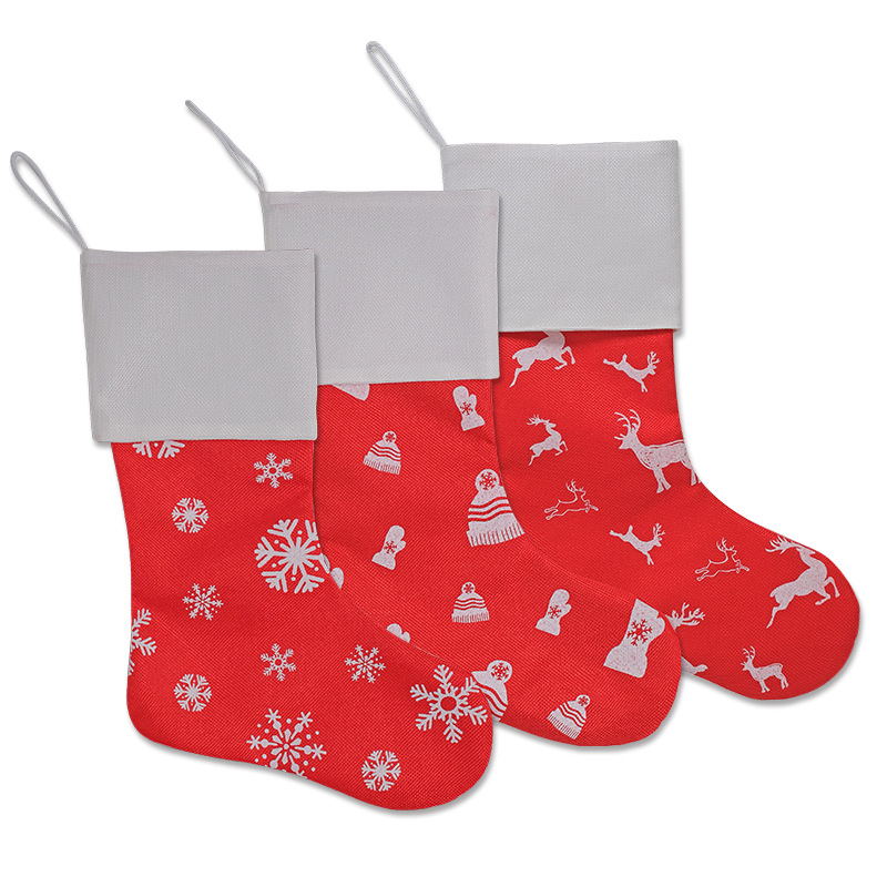 1 adet Noel çorap büyük çuval bezi Noel çorap tuval Noel çorapları sade şömine dekor masa üstü parti dekorasyon