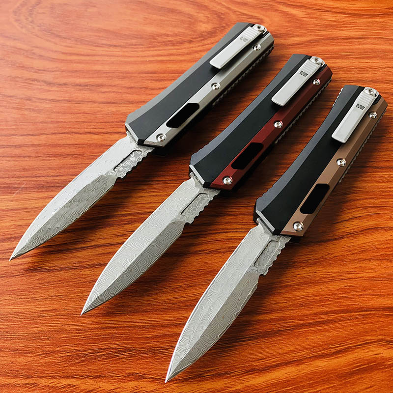 New US 3モデルUT184-10S Glykon Automatic Folding Knife Damascus Blade Aviation Aluminum Combat Dragon Auto Pocket Knives EDC Outdoor Survival UT85 UT88 Tools 9000