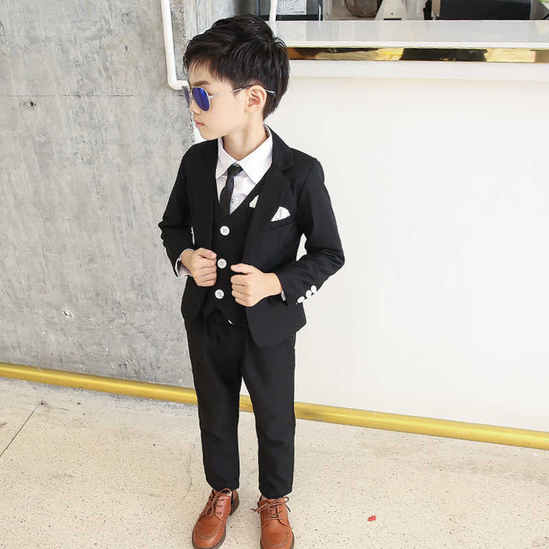 Suits Flower Boys White Wedding Dress Suit Formal Kids Prom Baptism Tuxedo New Children's Day Performance School Uniform Costume H126HKD230704