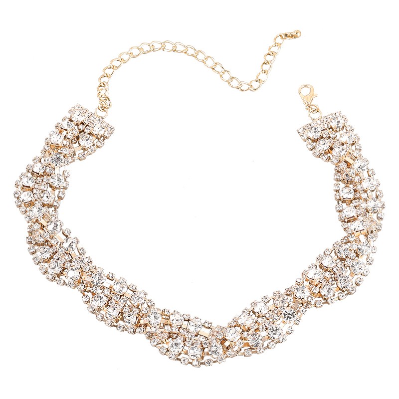 Strass brillant femmes Sexy luxe collier ras du cou Banquet accessoires de mariage déclaration collier collier