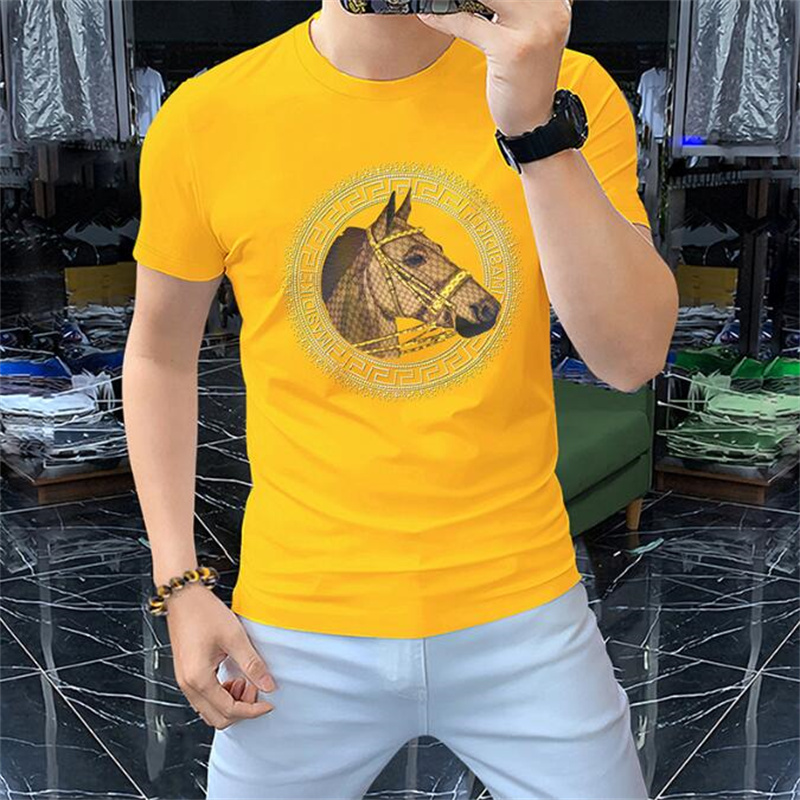 Nouveau luxe 2023 Designer t-shirt chemises pour hommes garçon fille t-shirts lettre diamant impression veilleuse cheval surdimensionné Breathabl2693