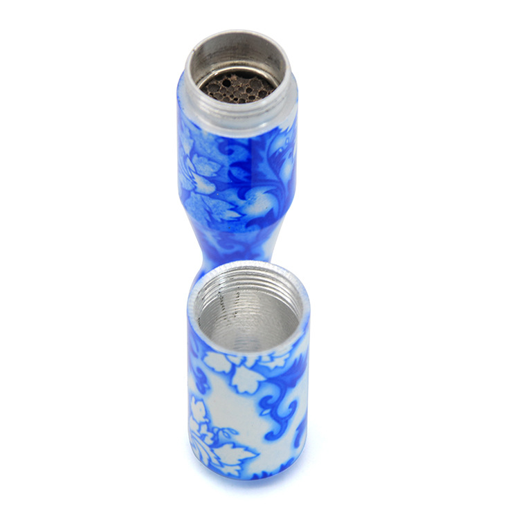 Smoking Pipes Spot gros et petit tuyau en métal Tuyau de poterie bleu et blanc et ensemble de fumer