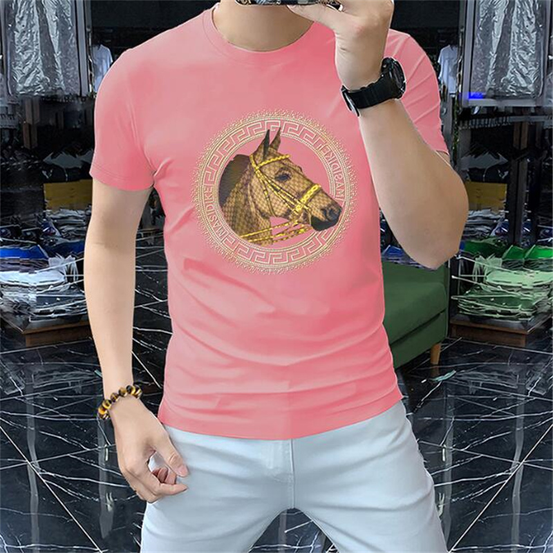 Nouveau luxe 2023 Designer t-shirt chemises pour hommes garçon fille t-shirts lettre diamant impression veilleuse cheval surdimensionné Breathabl230a