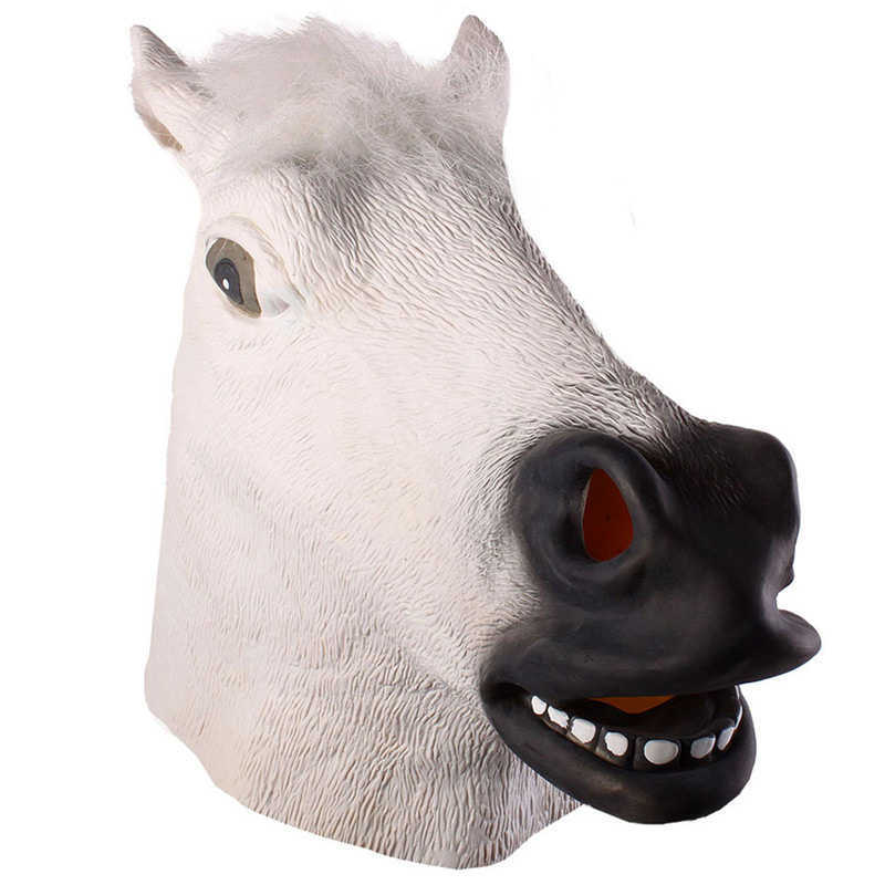 Cheval Masque Halloween Tête De Cheval Masque Latex Creepy Animal Costume Théâtre Prank Crazy Party Halloween Décor L230704