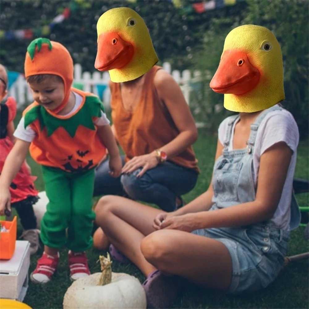 Máscara de látex de Quacker de pato amarillo, Cosplay de animales, tocado de pato bonito, accesorios de Cosplay para fiesta de Halloween, bonito regalo L230704