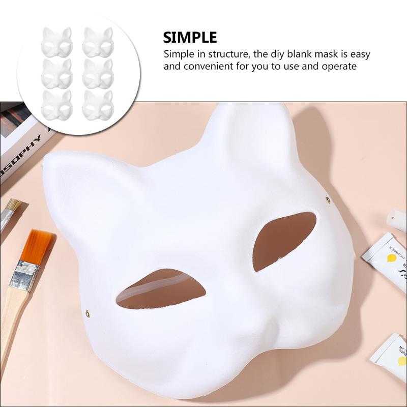 Masker Kat Maskerade Blanco Maskers Wit Dier Leeg Gezicht Vrouwen Diy Halloween Cosplay Party Kid Vrouw Wolf Kostuums Kat masker L230704