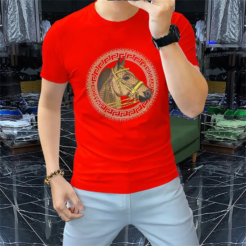 Nouveau luxe 2023 Designer t-shirt chemises pour hommes garçon fille t-shirts lettre diamant impression veilleuse cheval surdimensionné Breathabl230a