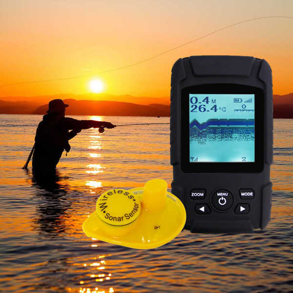Fishfinder FF-718Li-W LUCKY Uppladdningsbar trådlös Fishfinder Vattentät Fishfinder Monitor Ekolodssensor Fiskdjupslarm HKD230703