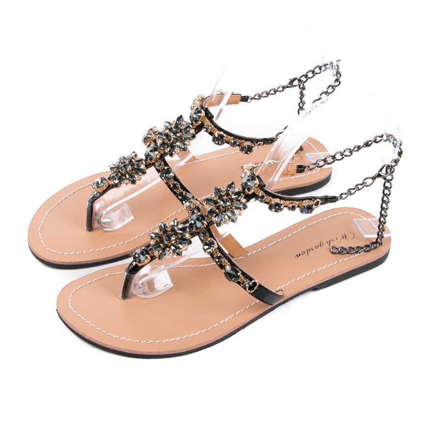 2023 NYHET Sommar Dammode Diamantsandaler Casual Beach Shining Boho Skor Kvinnlig T-rem Thong Flip Flops Tofflor Plus Size L230704