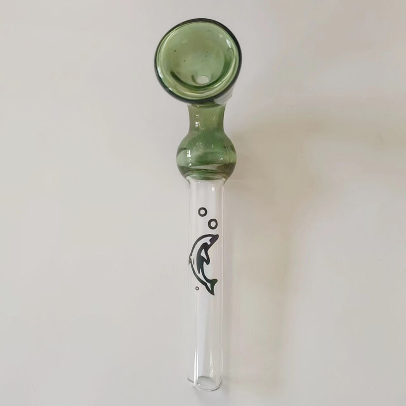 Tubo queimador de óleo de vidro colorido 11,5 cm de comprimento tubo de mão para fumar com tubo em forma de chifre