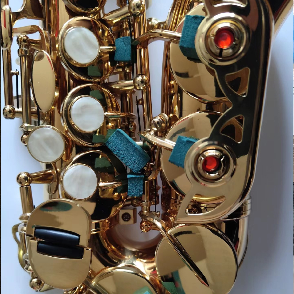 Classic BB Tuned Soprano Bent Saxophone Lacked Gold Brass Shell Keys Made in Japan CraftsManship Professional Performance Woodwind Instrument med fodral