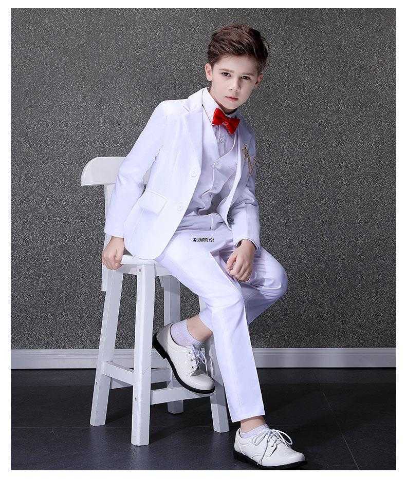 Suits Flower Boys White Baptism Suit Kid Wedding Party Photograph Set Teenager Birthday Tuxedo Dress Children Graduation Stage CostumeHKD230704