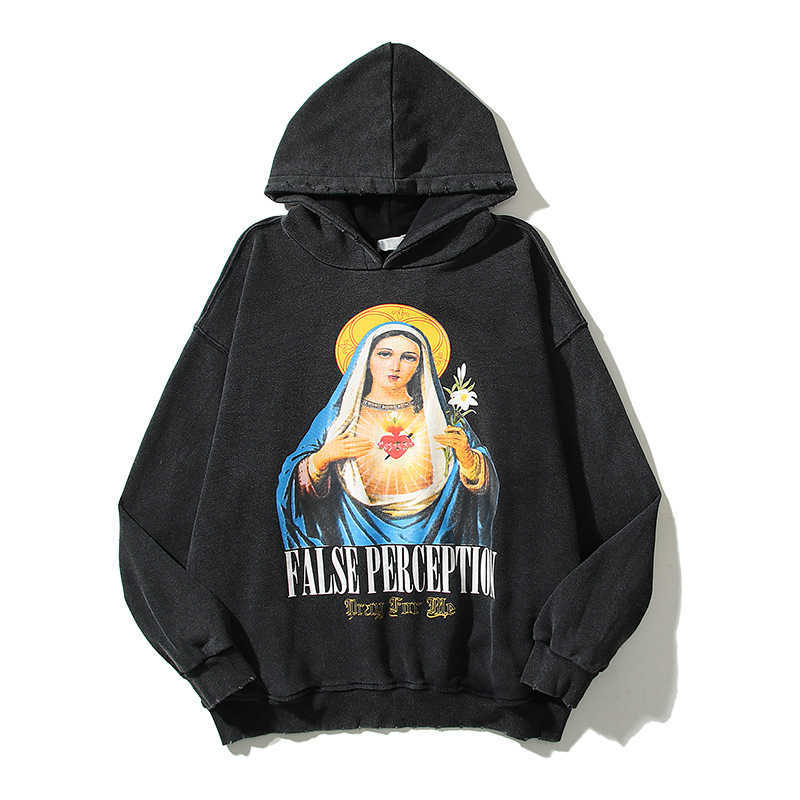 False Perception Sweat à capuche pour hommes et femmes Casual Pulls à manches longues Couples Loose Fashion Printemps et Automne Sweat Virgin Heart Top Hoodie xxl