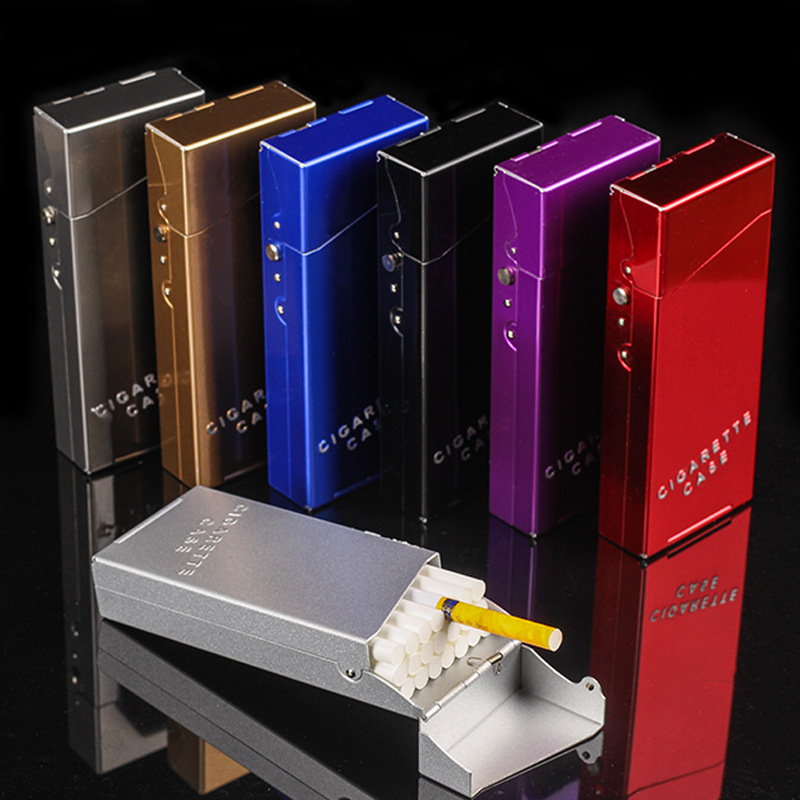 Smoking Pipes Men's and Women's Cigarette Boxes Lengthened by 20 Pack Fine Cigarette Boxes with Automatic Spring Lids Creative