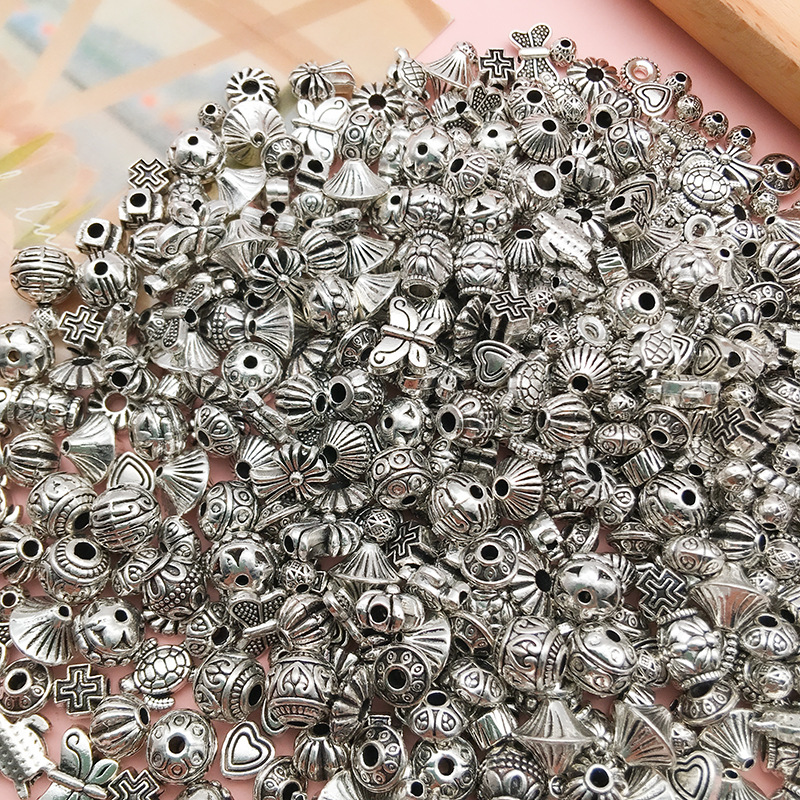 Spacer Bead for Diy Jewelry Making Bracelet Vintage Metal Love Heart Round Ball Supplies Kit Adults Materials Accessories Findings & Components Wholesale