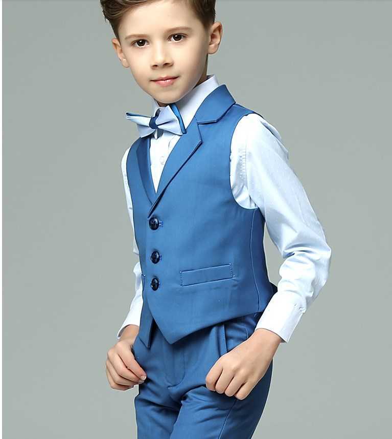 Pakken Jongens Bruiloft Pak Baby Kids Vest Shirt Broek Bowtie 4 STUKS Fotografie Pak Kind Verjaardag Ceremonie Kostuum Tiener School SetHKD230704