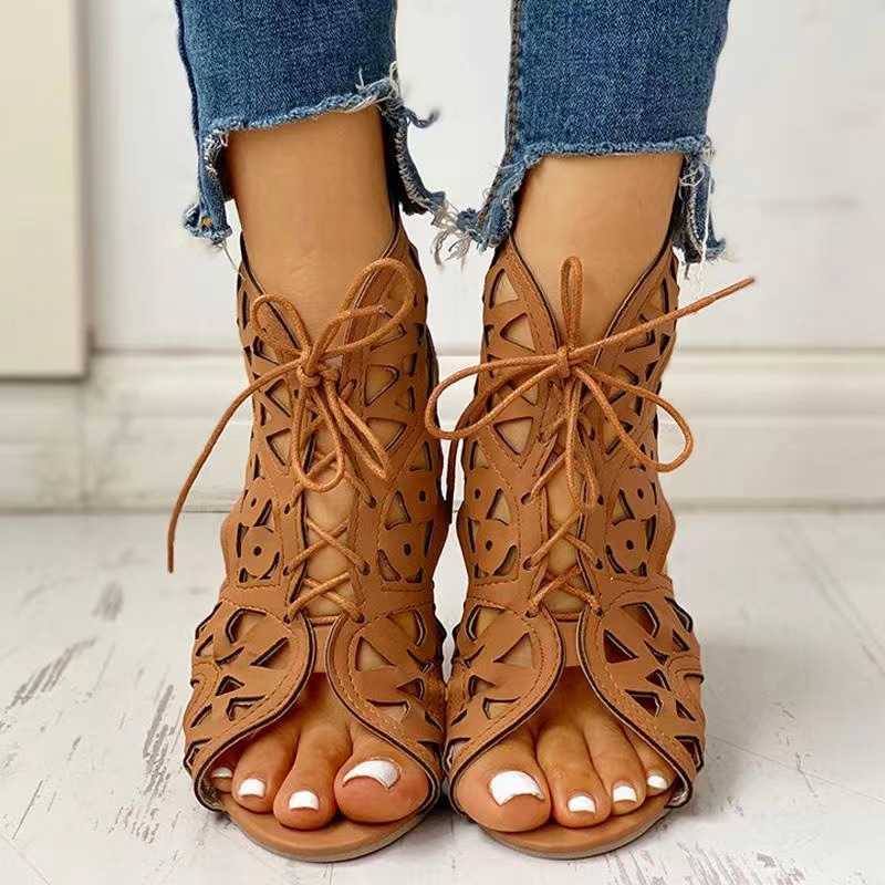 2022 Woman Summer Shoelaces Gladiator Boot Sandals Leisure Wedge Heel Comfort Women Shoes Zapatillas De Mujer L230704