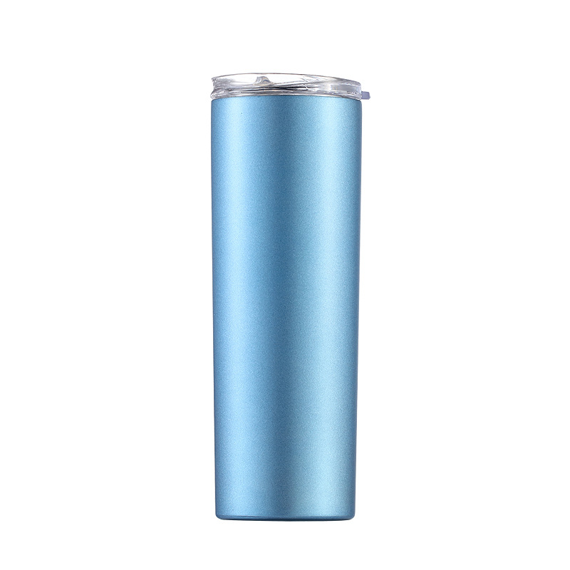 20oz Stretched double-layer stainless steel thermos cup gradient color straw Straight cup Skinny Tumbler