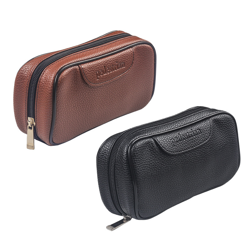 Smoking Pipes 2 pack men's leather pipe and tobacco storage bag Portable cigarette accessories