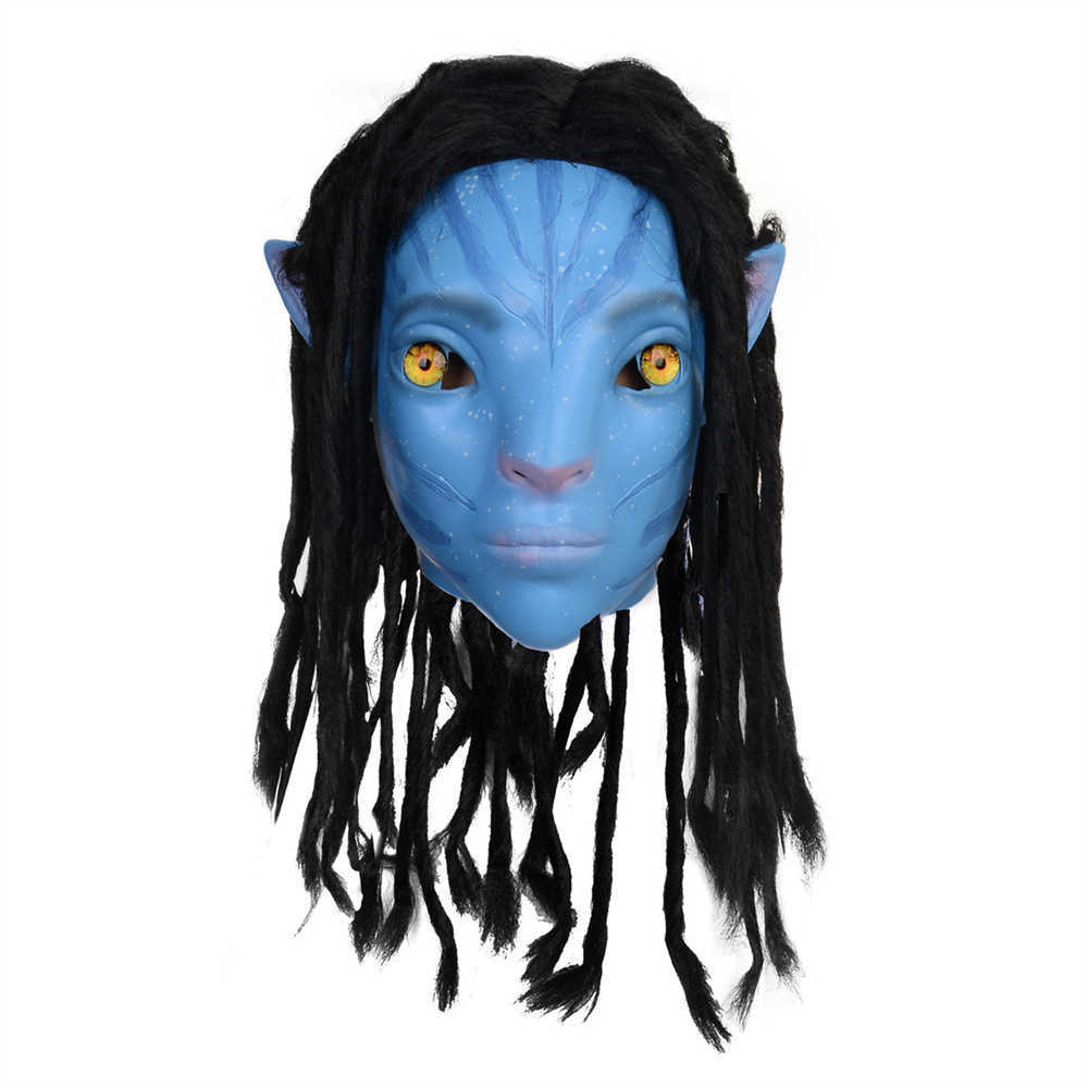 Movie Avatar 2 The Way of Water Cosplay Mask Na'vi Neytiri Jake Sully Latex Alien 의상 파티 할로윈 성인 마스크 L230704