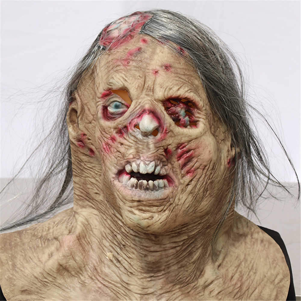 Horror Kopfbedeckung Maske Halloween Zombie Gruselige Maskerade Spukhaus Geheimraum Zombie Knifflige Requisiten L230704