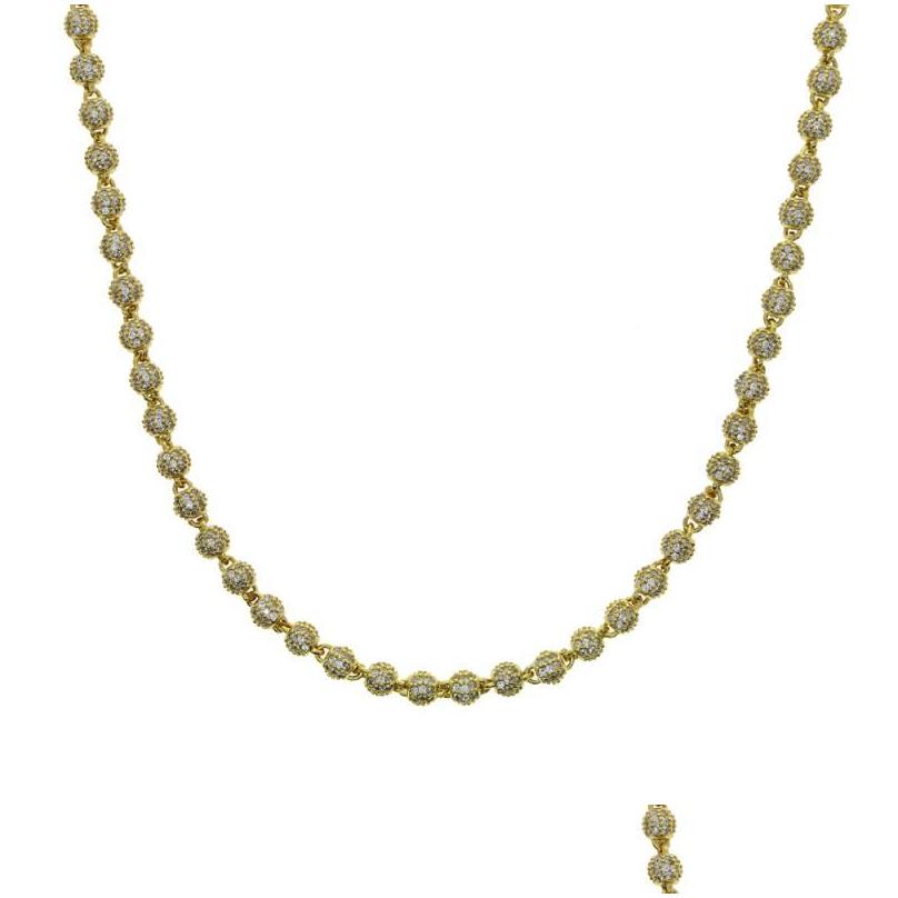 Chaînes Gold Sier 4 mm Ball Link Chain Colliers de cou avec 5A Bracelet de mode pavé 5A Zirconi