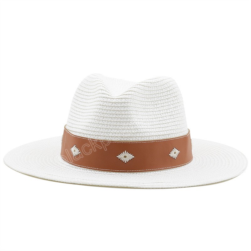 Summer Sun Hats for Women Man Hollow Out Beach Straw Hat Men UV Ochrona Cap Chapeau Femme Women's Fedora Hat