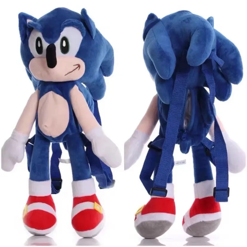 Mochila de Pelúcia Hedgehog de 45 cm Creative Cartoon Knuckles Miles Prower Shadow Mochila infantil de alto valor LT0101